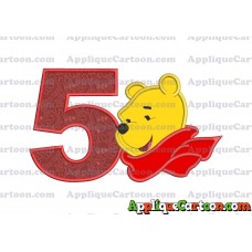 Winnie the Pooh Applique 02 Embroidery Design Birthday Number 5