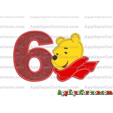 Winnie the Pooh Applique 02 Embroidery Design Birthday Number 6