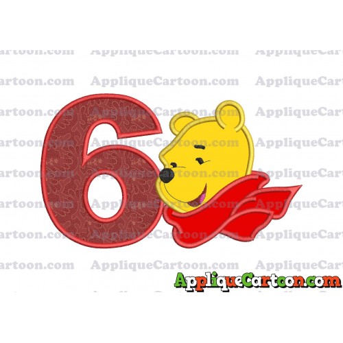 Winnie the Pooh Applique 02 Embroidery Design Birthday Number 6