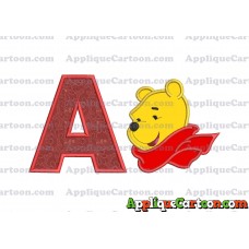 Winnie the Pooh Applique 02 Embroidery Design With Alphabet A