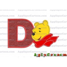 Winnie the Pooh Applique 02 Embroidery Design With Alphabet D