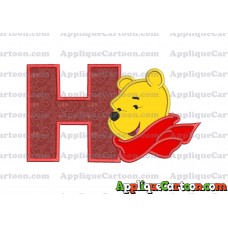 Winnie the Pooh Applique 02 Embroidery Design With Alphabet H