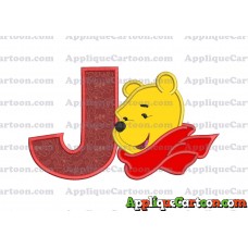 Winnie the Pooh Applique 02 Embroidery Design With Alphabet J