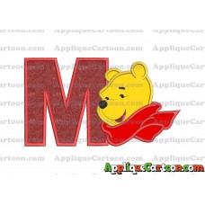 Winnie the Pooh Applique 02 Embroidery Design With Alphabet M