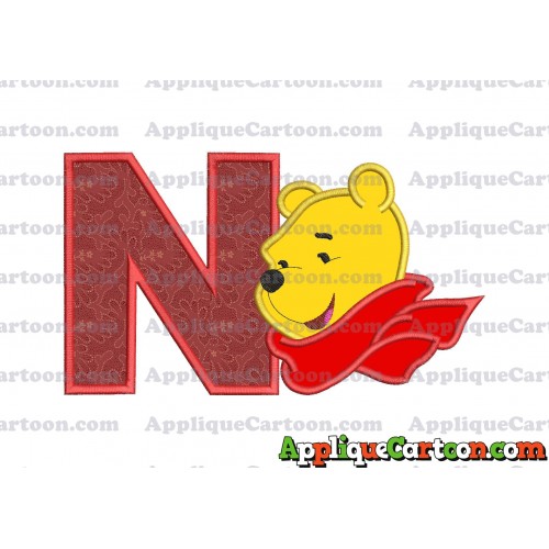Winnie the Pooh Applique 02 Embroidery Design With Alphabet N
