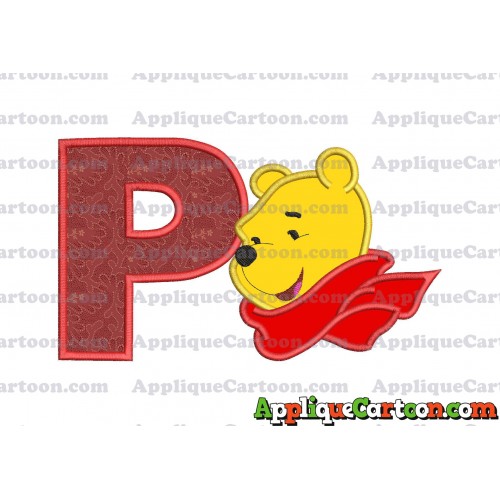 Winnie the Pooh Applique 02 Embroidery Design With Alphabet P