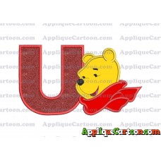 Winnie the Pooh Applique 02 Embroidery Design With Alphabet U