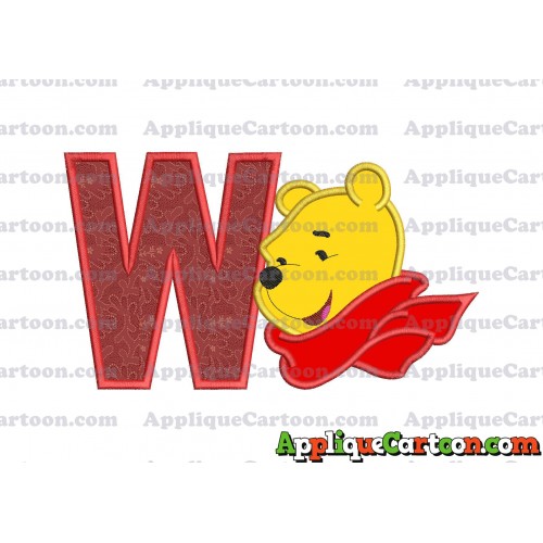 Winnie the Pooh Applique 02 Embroidery Design With Alphabet W