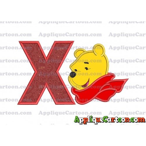 Winnie the Pooh Applique 02 Embroidery Design With Alphabet X
