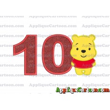 Winnie the Pooh Applique Embroidery Design Birthday Number 10