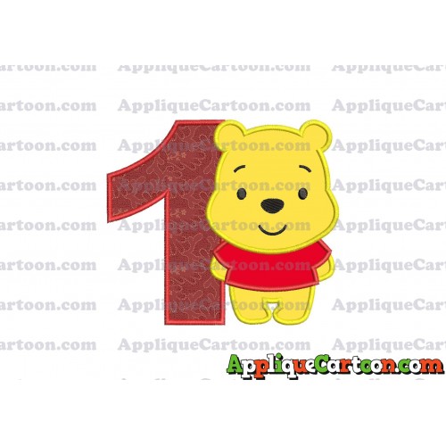 Winnie the Pooh Applique Embroidery Design Birthday Number 1