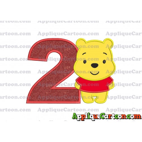 Winnie the Pooh Applique Embroidery Design Birthday Number 2
