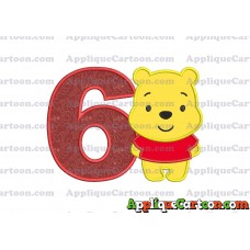 Winnie the Pooh Applique Embroidery Design Birthday Number 6