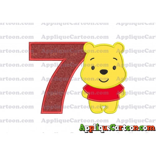Winnie the Pooh Applique Embroidery Design Birthday Number 7