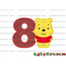 Winnie the Pooh Applique Embroidery Design Birthday Number 8