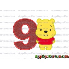 Winnie the Pooh Applique Embroidery Design Birthday Number 9