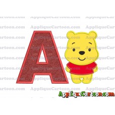 Winnie the Pooh Applique Embroidery Design With Alphabet A