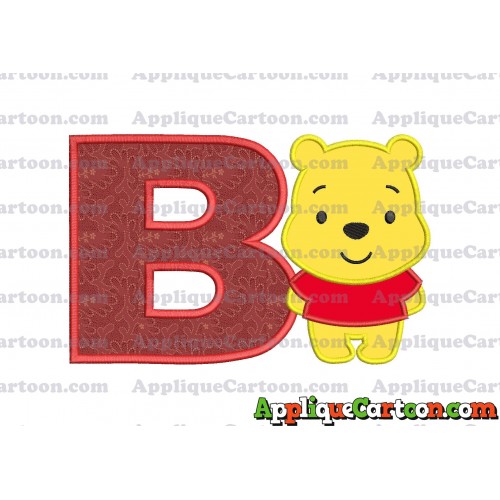 Winnie the Pooh Applique Embroidery Design With Alphabet B