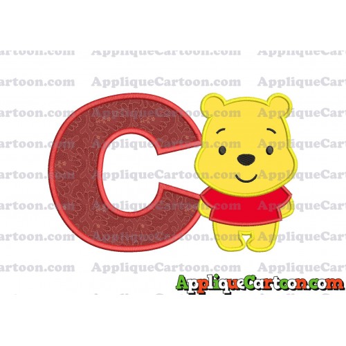 Winnie the Pooh Applique Embroidery Design With Alphabet C
