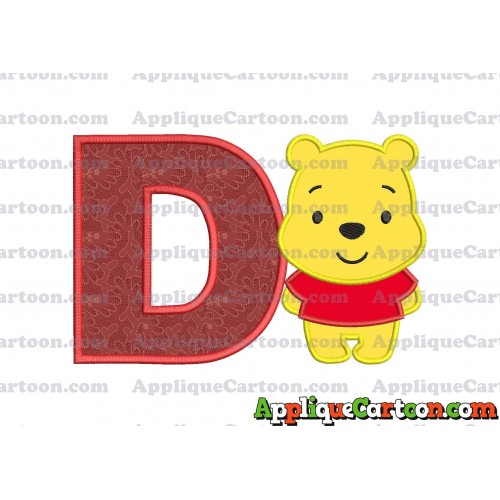 Winnie the Pooh Applique Embroidery Design With Alphabet D