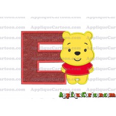Winnie the Pooh Applique Embroidery Design With Alphabet E