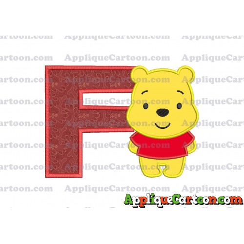 Winnie the Pooh Applique Embroidery Design With Alphabet F