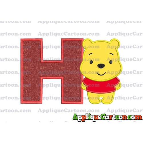 Winnie the Pooh Applique Embroidery Design With Alphabet H
