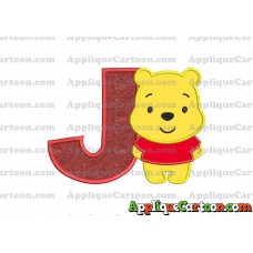 Winnie the Pooh Applique Embroidery Design With Alphabet J