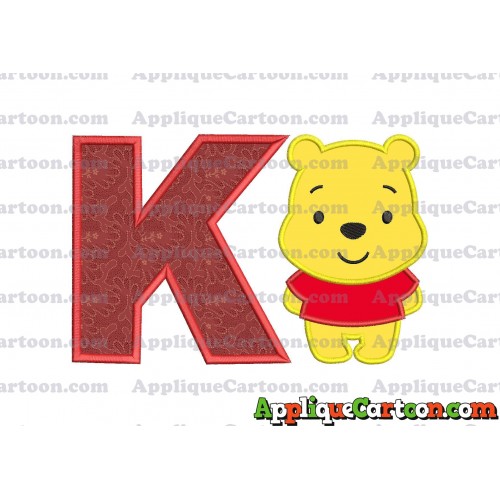 Winnie the Pooh Applique Embroidery Design With Alphabet K