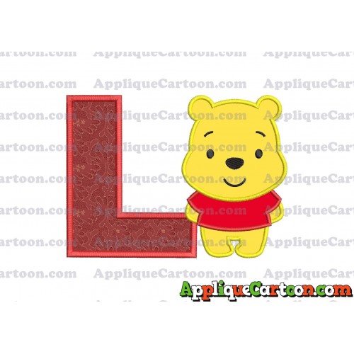 Winnie the Pooh Applique Embroidery Design With Alphabet L