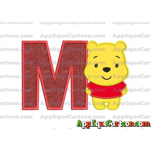 Winnie the Pooh Applique Embroidery Design With Alphabet M
