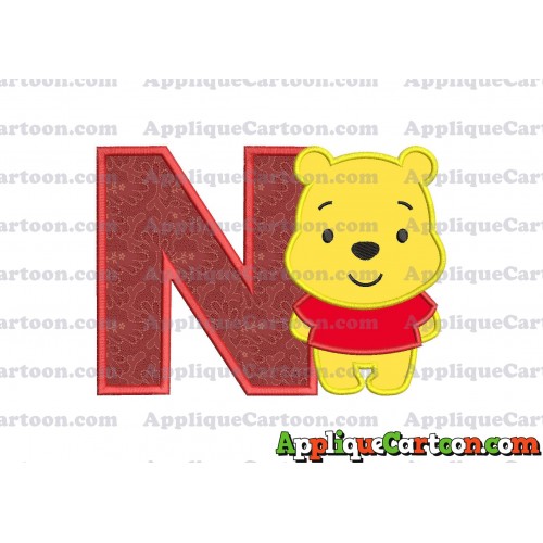 Winnie the Pooh Applique Embroidery Design With Alphabet N