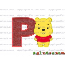Winnie the Pooh Applique Embroidery Design With Alphabet P