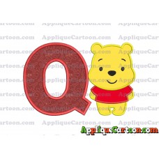 Winnie the Pooh Applique Embroidery Design With Alphabet Q