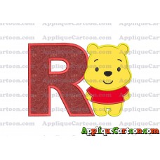 Winnie the Pooh Applique Embroidery Design With Alphabet R