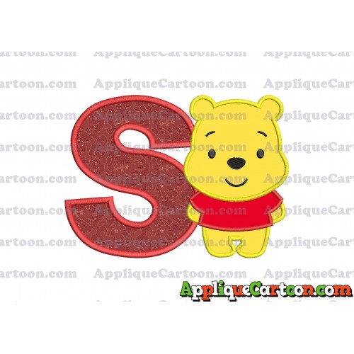 Winnie the Pooh Applique Embroidery Design With Alphabet S