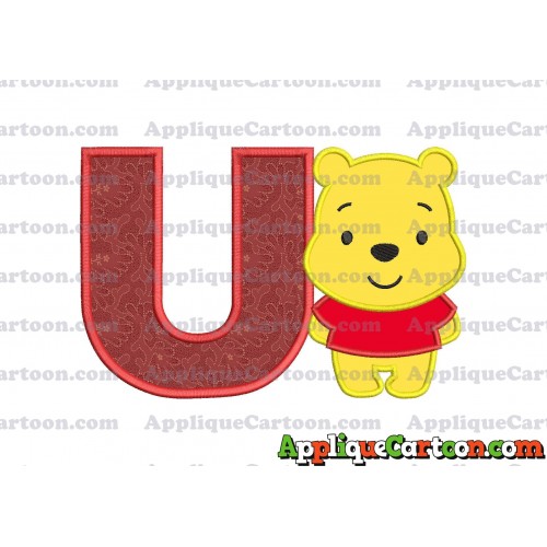 Winnie the Pooh Applique Embroidery Design With Alphabet U