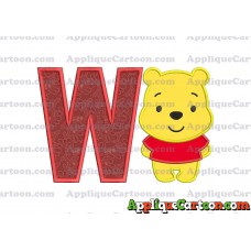 Winnie the Pooh Applique Embroidery Design With Alphabet W
