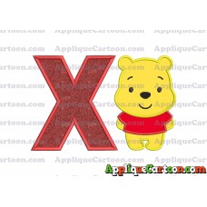 Winnie the Pooh Applique Embroidery Design With Alphabet X