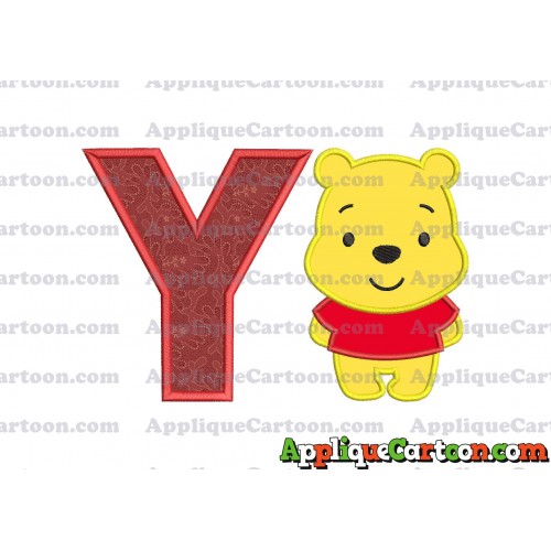 Winnie the Pooh Applique Embroidery Design With Alphabet Y