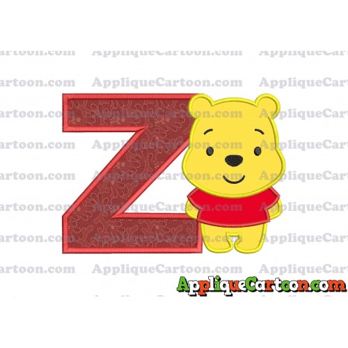 Winnie the Pooh Applique Embroidery Design With Alphabet Z