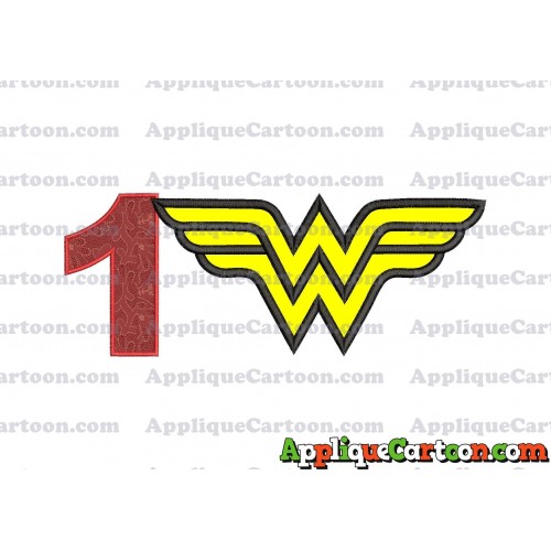 Wonder Woman Applique Embroidery Design Birthday Number 1