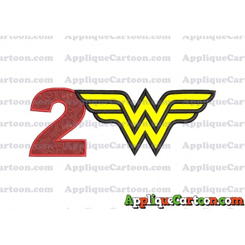 Wonder Woman Applique Embroidery Design Birthday Number 2
