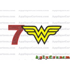 Wonder Woman Applique Embroidery Design Birthday Number 7