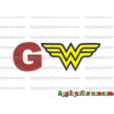 Wonder Woman Applique Embroidery Design With Alphabet G