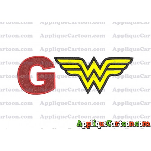 Wonder Woman Applique Embroidery Design With Alphabet G