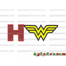 Wonder Woman Applique Embroidery Design With Alphabet H