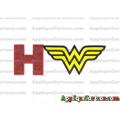Wonder Woman Applique Embroidery Design With Alphabet H