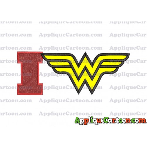 Wonder Woman Applique Embroidery Design With Alphabet I