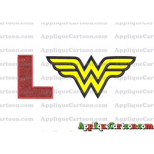 Wonder Woman Applique Embroidery Design With Alphabet L